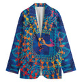 Ancient Indian Warli Tribal Print Women's Cotton Blazer