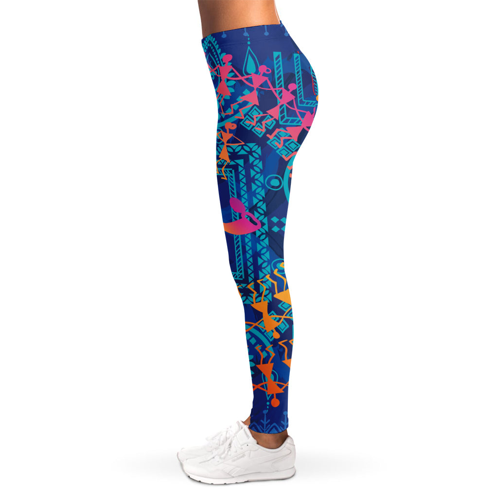 Ancient Indian Warli Tribal Print Women's Leggings