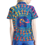 Ancient Indian Warli Tribal Print Women's Polo Shirt