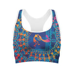 Ancient Indian Warli Tribal Print Women's Sports Bra