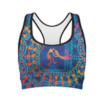 Ancient Indian Warli Tribal Print Women's Sports Bra