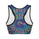 Ancient Indian Warli Tribal Print Women's Sports Bra