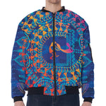Ancient Indian Warli Tribal Print Zip Sleeve Bomber Jacket