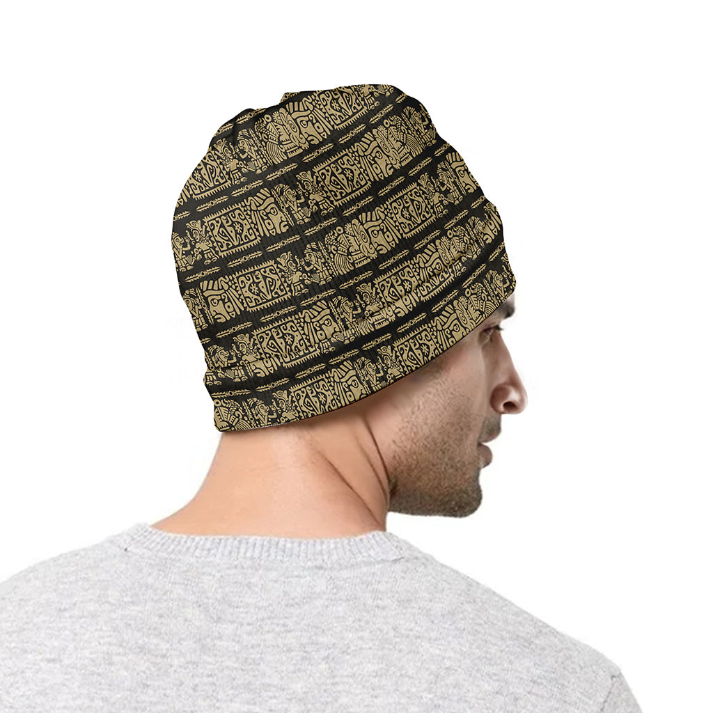 Ancient Maya Pattern Print Beanie