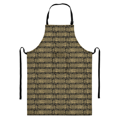 Ancient Maya Pattern Print Bib Apron With Pocket