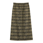 Ancient Maya Pattern Print Cotton Front Slit Maxi Skirt