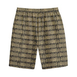 Ancient Maya Pattern Print Cotton Shorts
