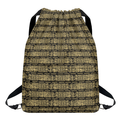 Ancient Maya Pattern Print Drawstring Backpack