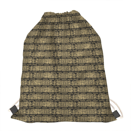 Ancient Maya Pattern Print Drawstring Bag