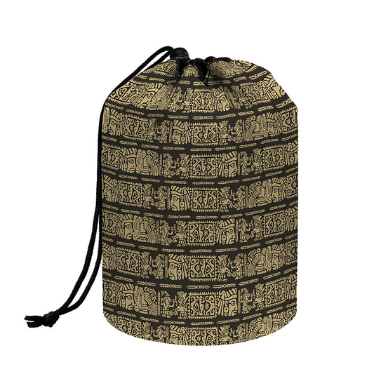 Ancient Maya Pattern Print Drawstring Makeup Bag