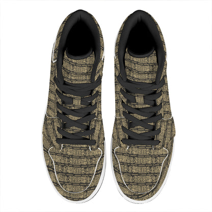 Ancient Maya Pattern Print High Top Leather Sneakers