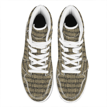Ancient Maya Pattern Print High Top Leather Sneakers