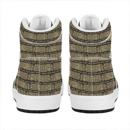 Ancient Maya Pattern Print High Top Leather Sneakers