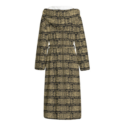 Ancient Maya Pattern Print Hooded Bathrobe