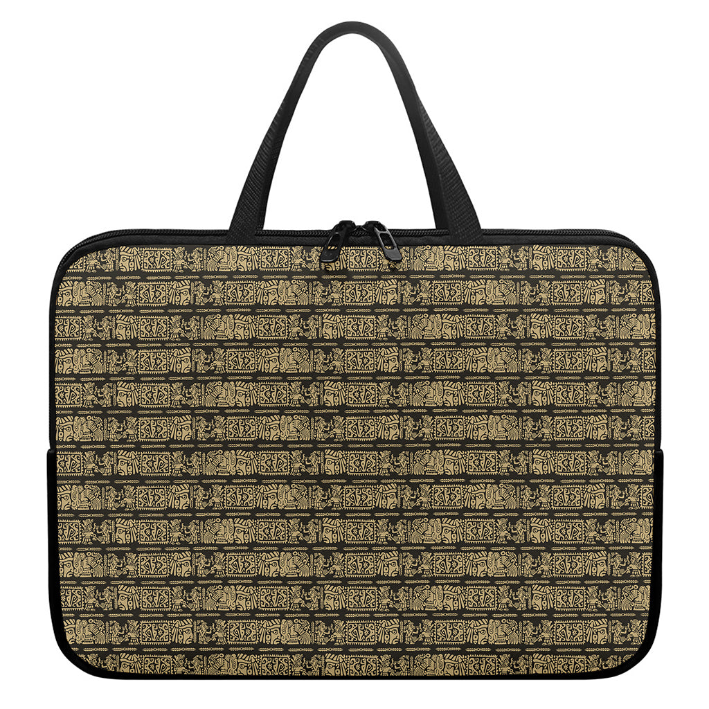 Ancient Maya Pattern Print Laptop Sleeve With Handle