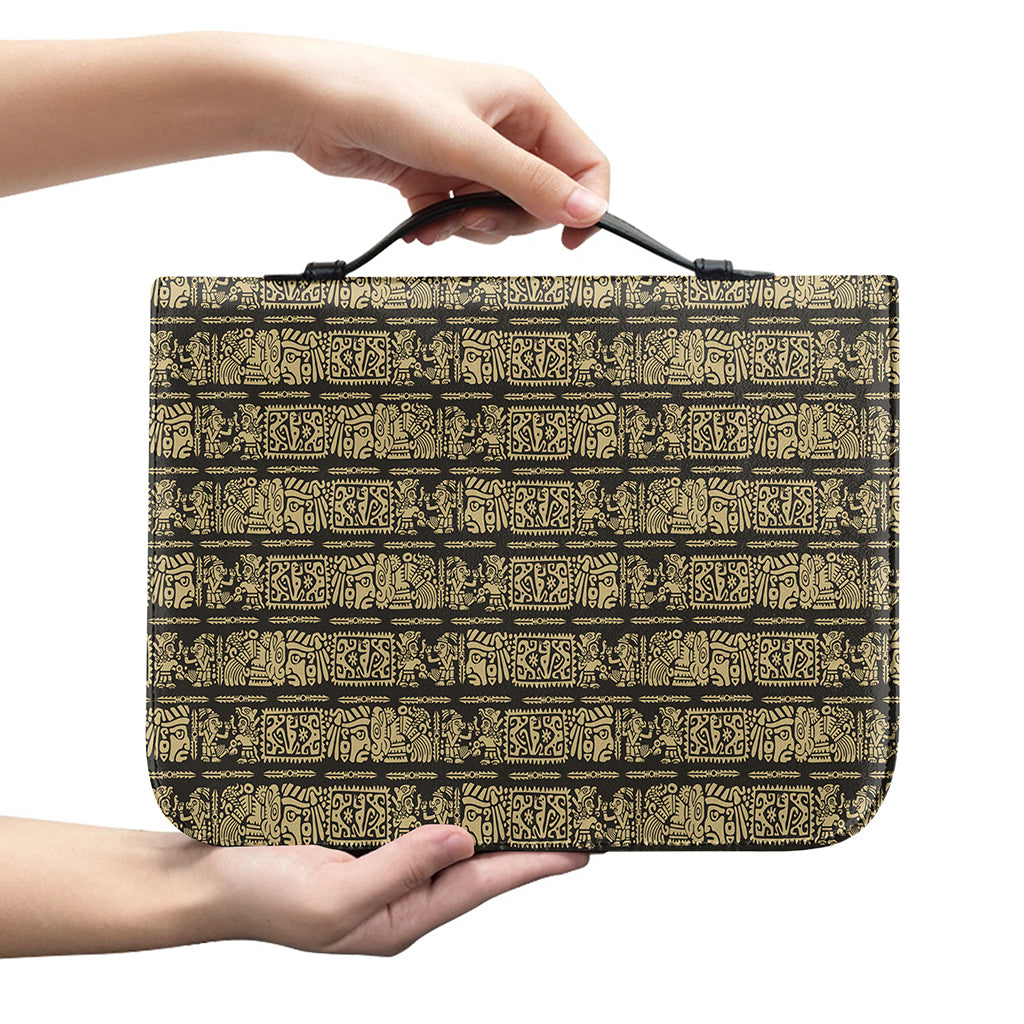 Ancient Maya Pattern Print Leather Bible Cover