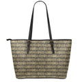 Ancient Maya Pattern Print Leather Tote Bag With Zipper