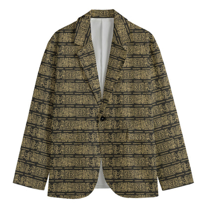 Ancient Maya Pattern Print Men's Cotton Blazer