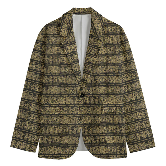 Ancient Maya Pattern Print Men's Cotton Blazer