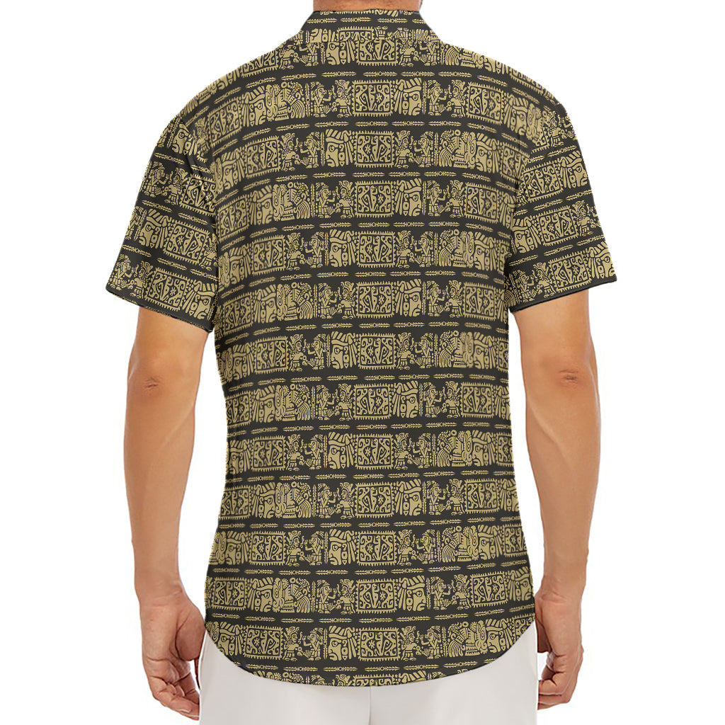 Ancient Maya Pattern Print Men's Deep V-Neck Shirt
