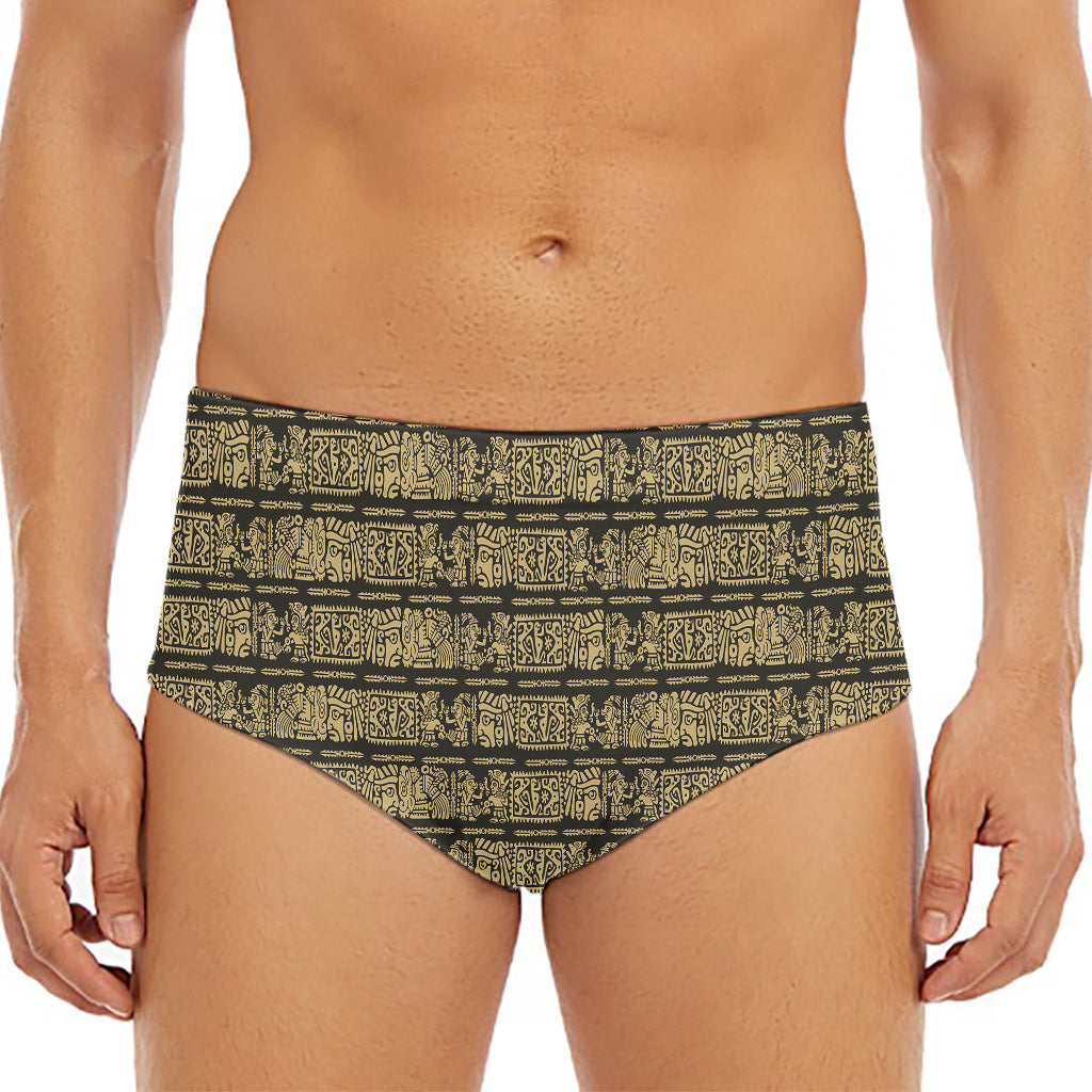 Ancient Maya Pattern Print Men's Triangle Swim Briefs