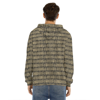 Ancient Maya Pattern Print Men's Velvet Pullover Hoodie
