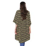Ancient Maya Pattern Print Open Front Beach Cover Up
