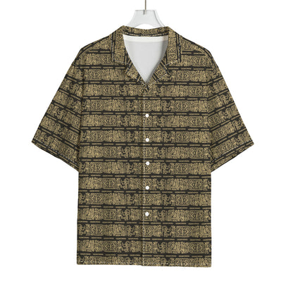 Ancient Maya Pattern Print Rayon Hawaiian Shirt