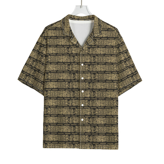 Ancient Maya Pattern Print Rayon Hawaiian Shirt