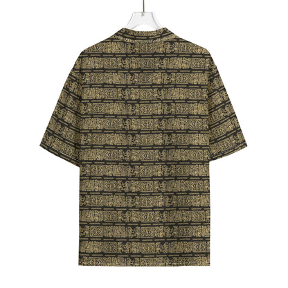 Ancient Maya Pattern Print Rayon Hawaiian Shirt