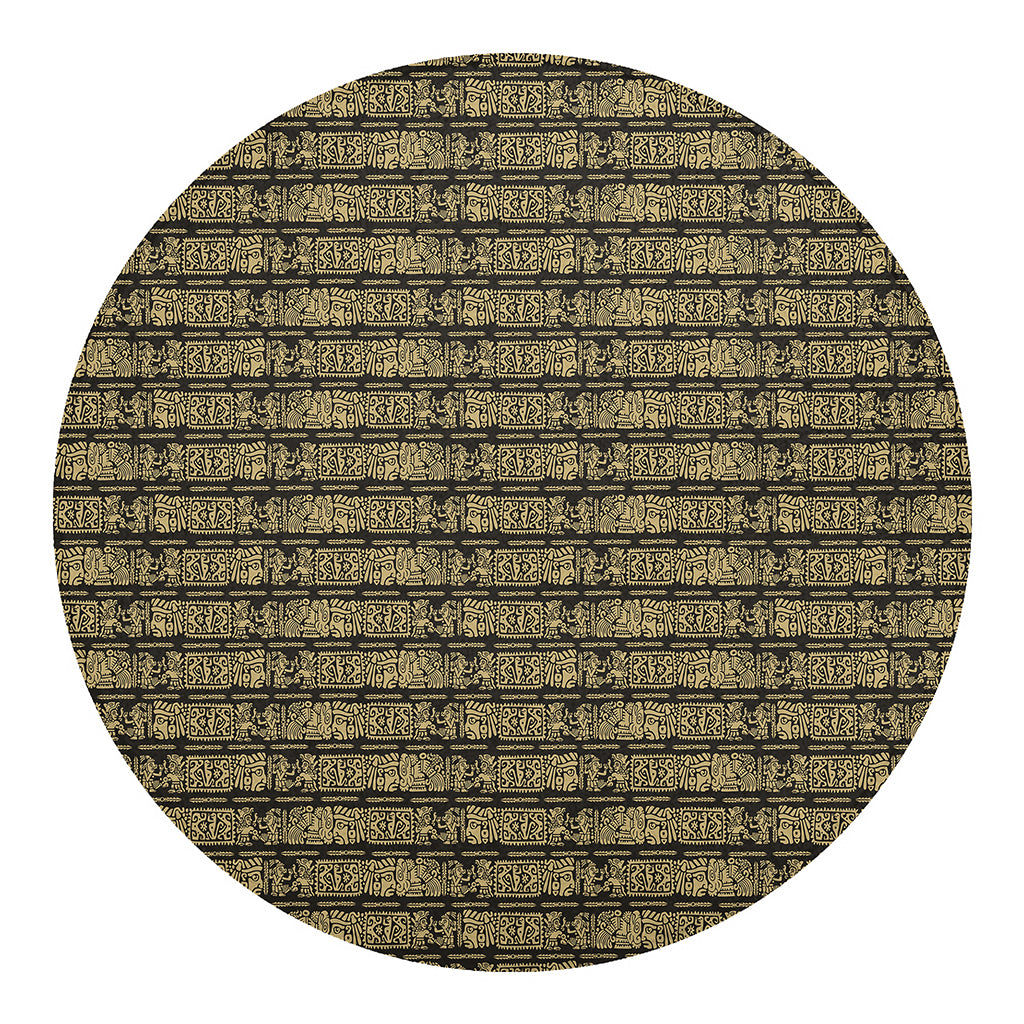 Ancient Maya Pattern Print Round Blanket