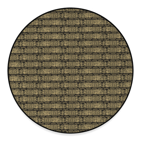 Ancient Maya Pattern Print Round Floor Mat