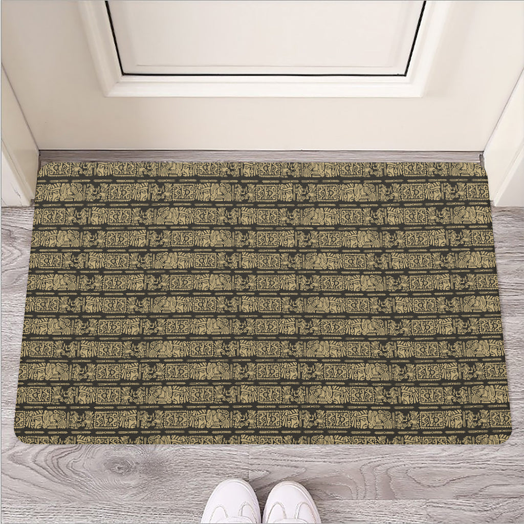 Ancient Maya Pattern Print Rubber Doormat
