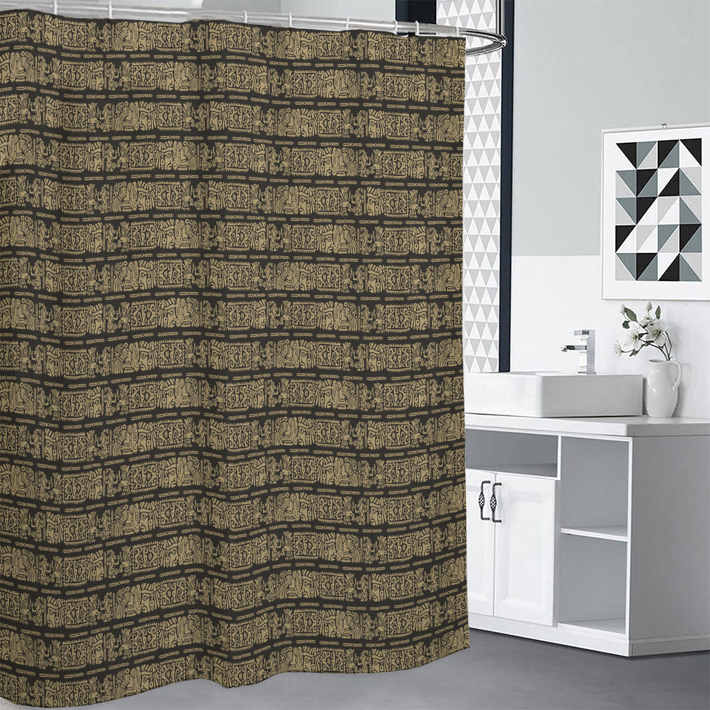 Ancient Maya Pattern Print Shower Curtain