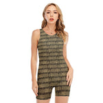 Ancient Maya Pattern Print Sleeveless One Piece Swimsuit