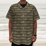 Ancient Maya Pattern Print Textured Short Sleeve Shirt