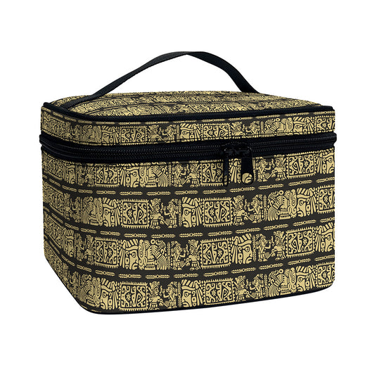 Ancient Maya Pattern Print Travel Makeup Bag