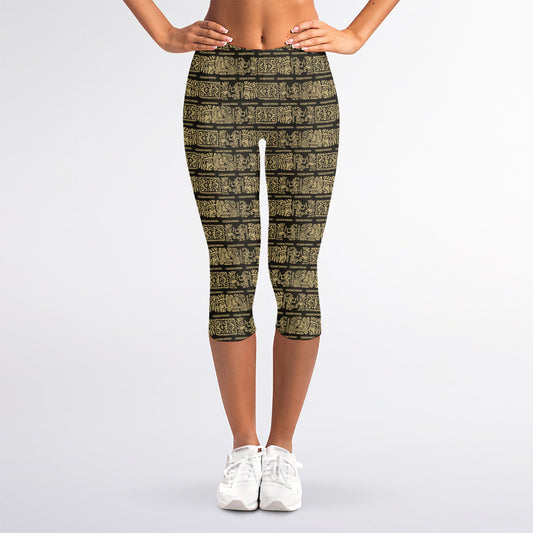 Ancient Maya Pattern Print Women's Capri Leggings
