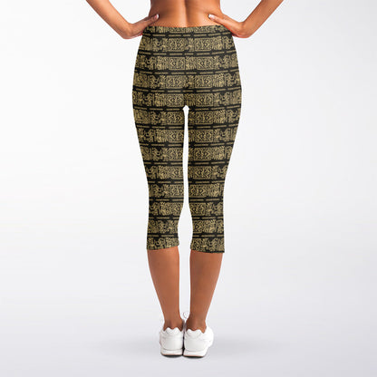Ancient Maya Pattern Print Women's Capri Leggings