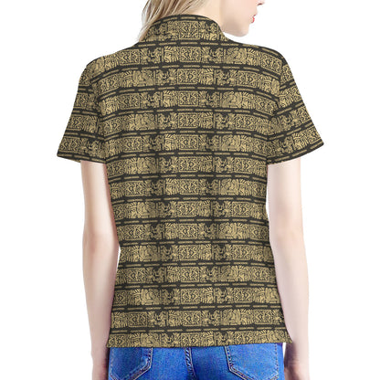 Ancient Maya Pattern Print Women's Polo Shirt