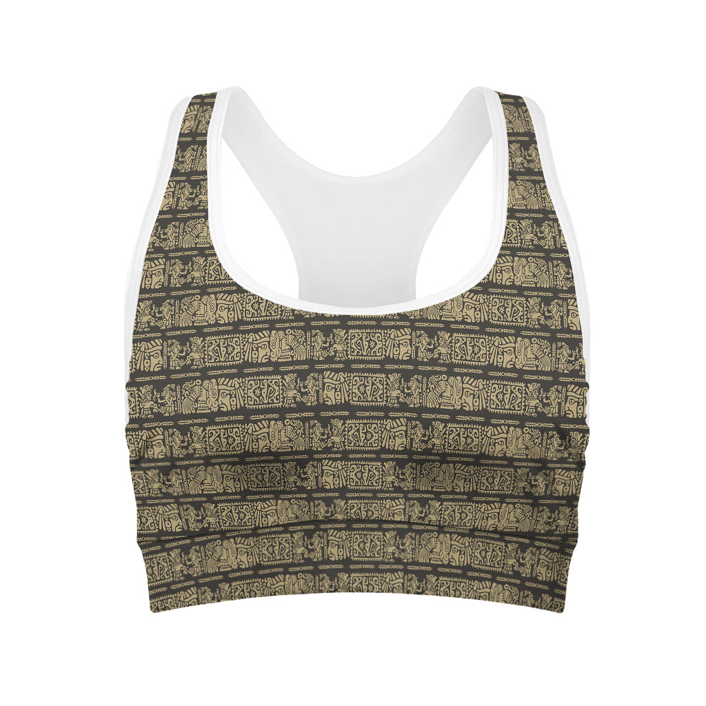 Ancient Maya Pattern Print Women's Sports Bra