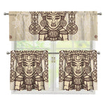 Ancient Mayan Statue Print 3 Piece Kitchen Curtains