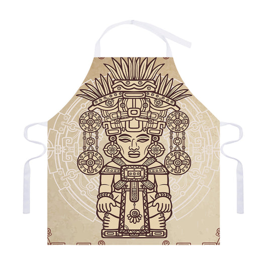 Ancient Mayan Statue Print Adjustable Apron