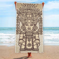 Ancient Mayan Statue Print Beach Towel