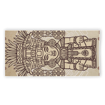 Ancient Mayan Statue Print Beach Towel
