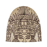 Ancient Mayan Statue Print Beanie