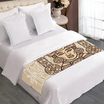 Ancient Mayan Statue Print Bed Runner