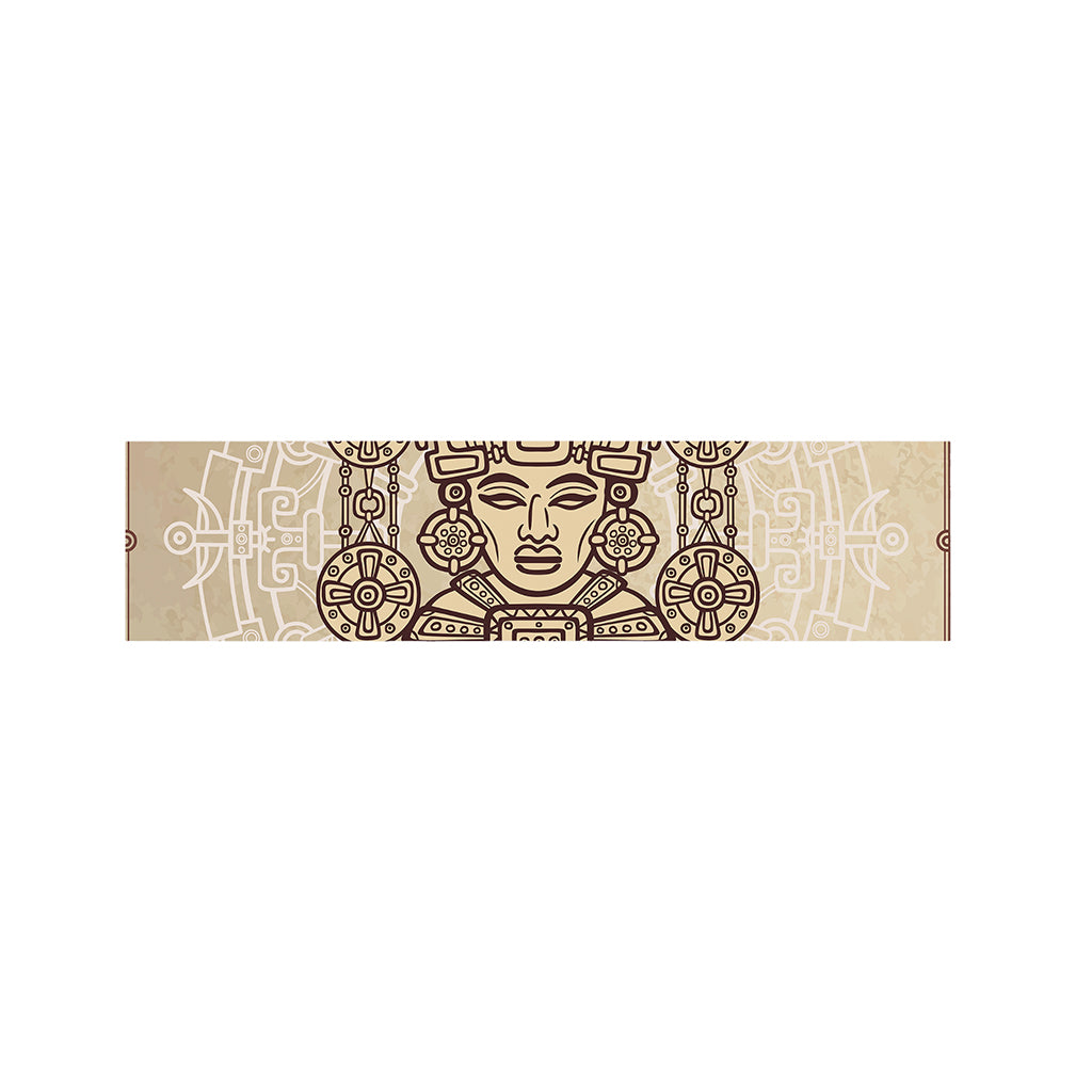 Ancient Mayan Statue Print Bed Runner