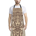 Ancient Mayan Statue Print Bib Apron With Pocket