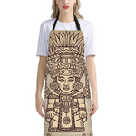 Ancient Mayan Statue Print Bib Apron With Pocket